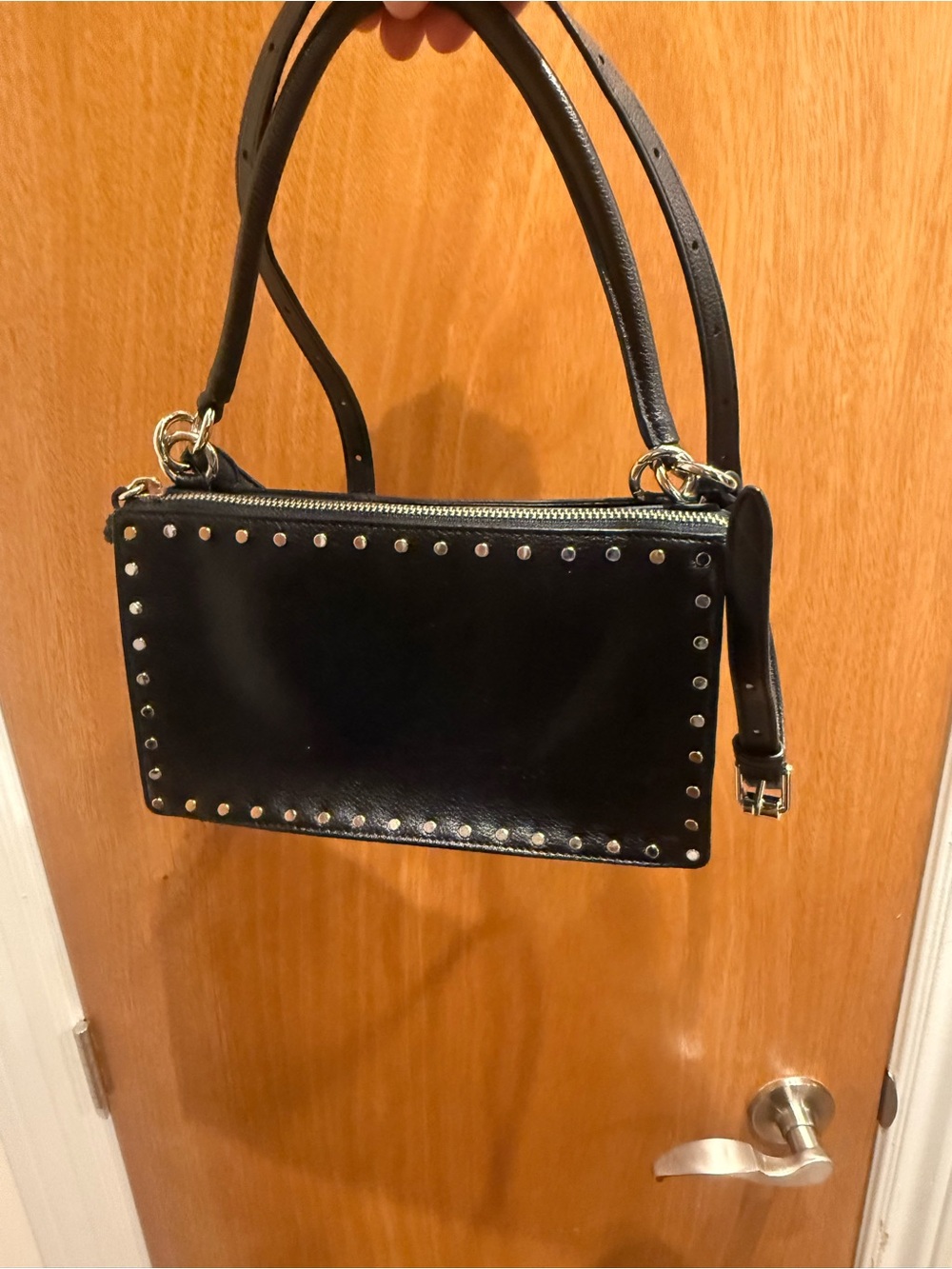 Rebecca Minkoff Studded Pebble Leather Crossbody Bag in Black